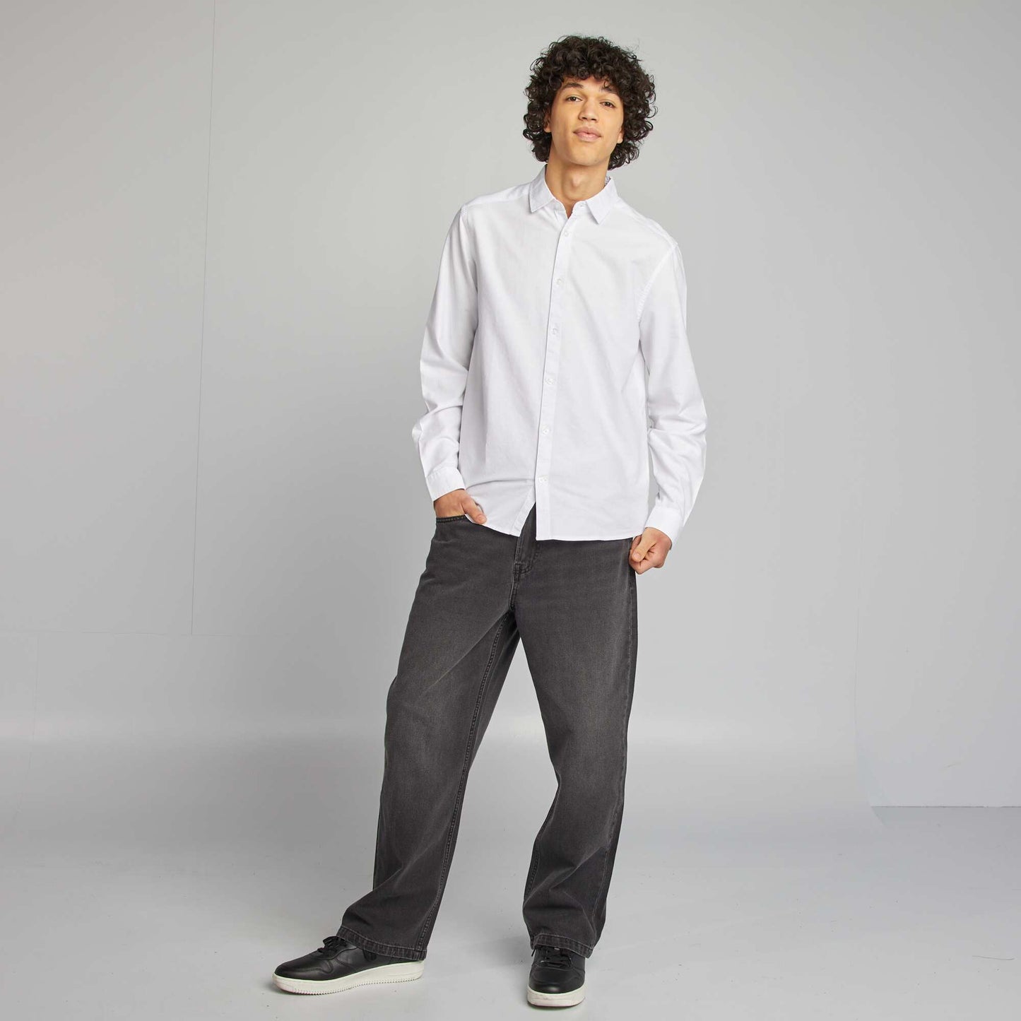 Camisa de fiesta lisa BLANCO