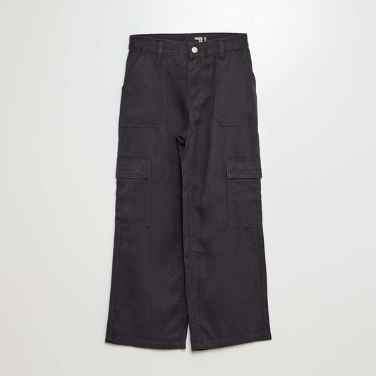 Pantalón de sarga multibolsillos NEGRO