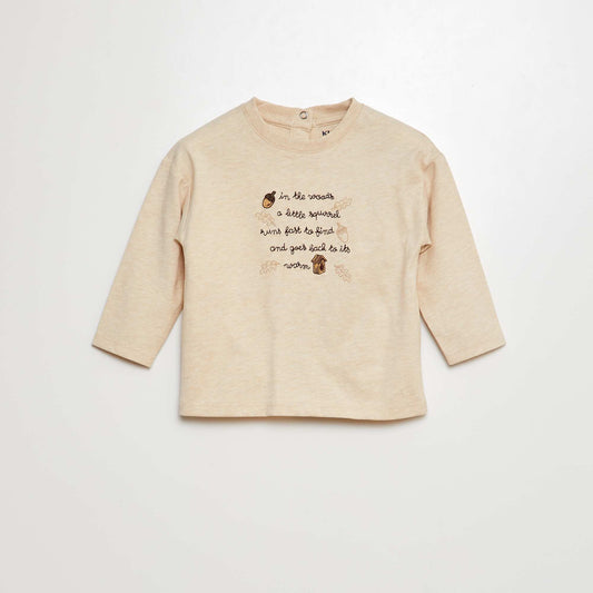 Camiseta estampada de manga larga BEIGE