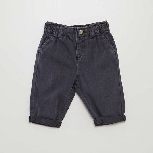 Pantalón de sarga paperbag NEGRO