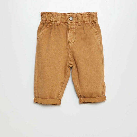 Pantalón de sarga paperbag BEIGE