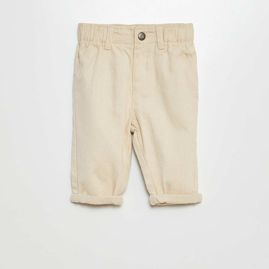 Pantalón de sarga paperbag BLANCO