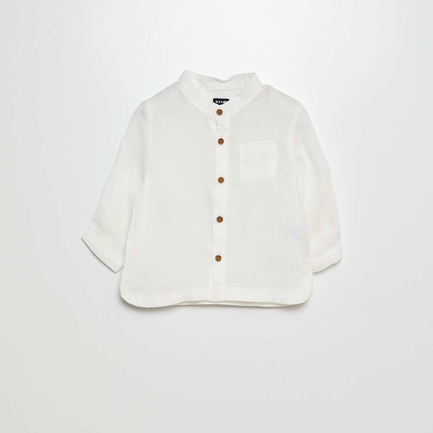 Camisa de material ligero con cuello mao BLANCO