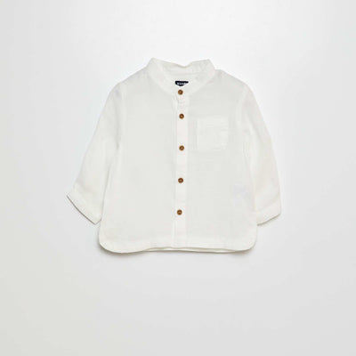 Camisa de material ligero con cuello mao BLANCO