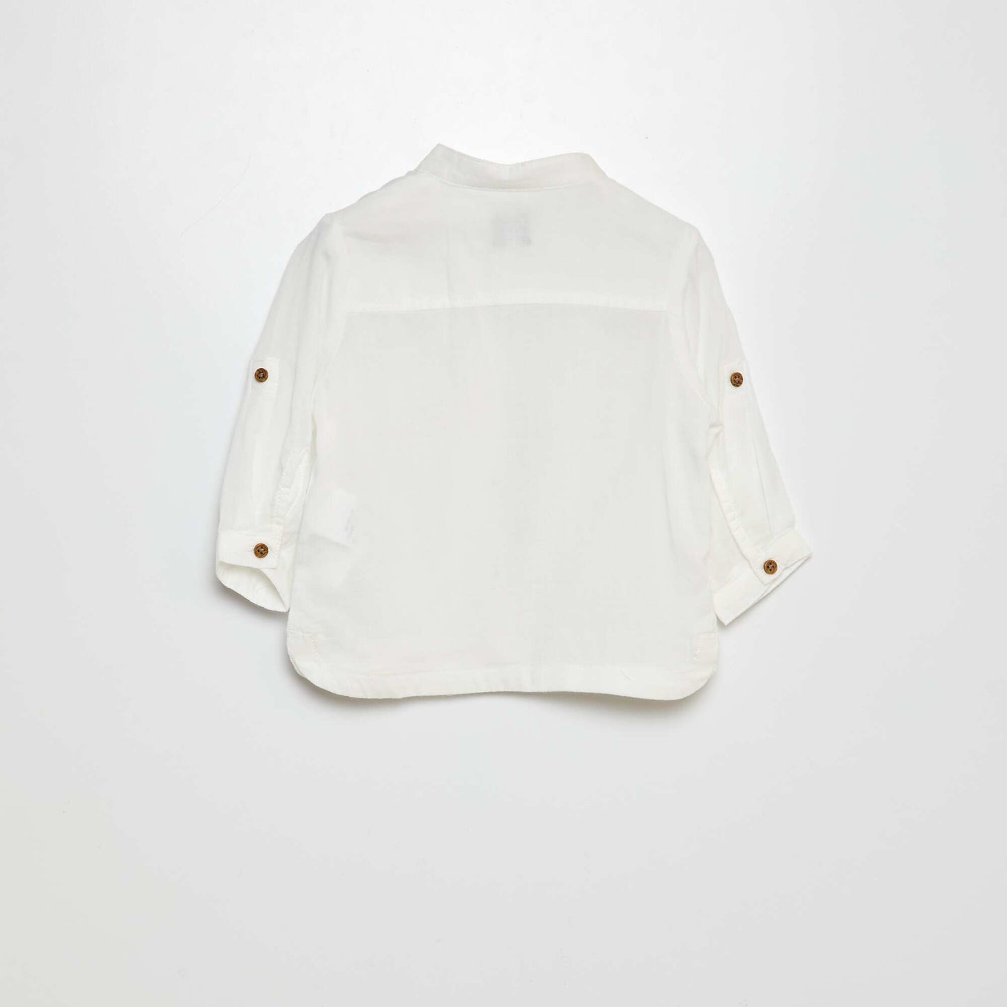 Camisa de material ligero con cuello mao BLANCO