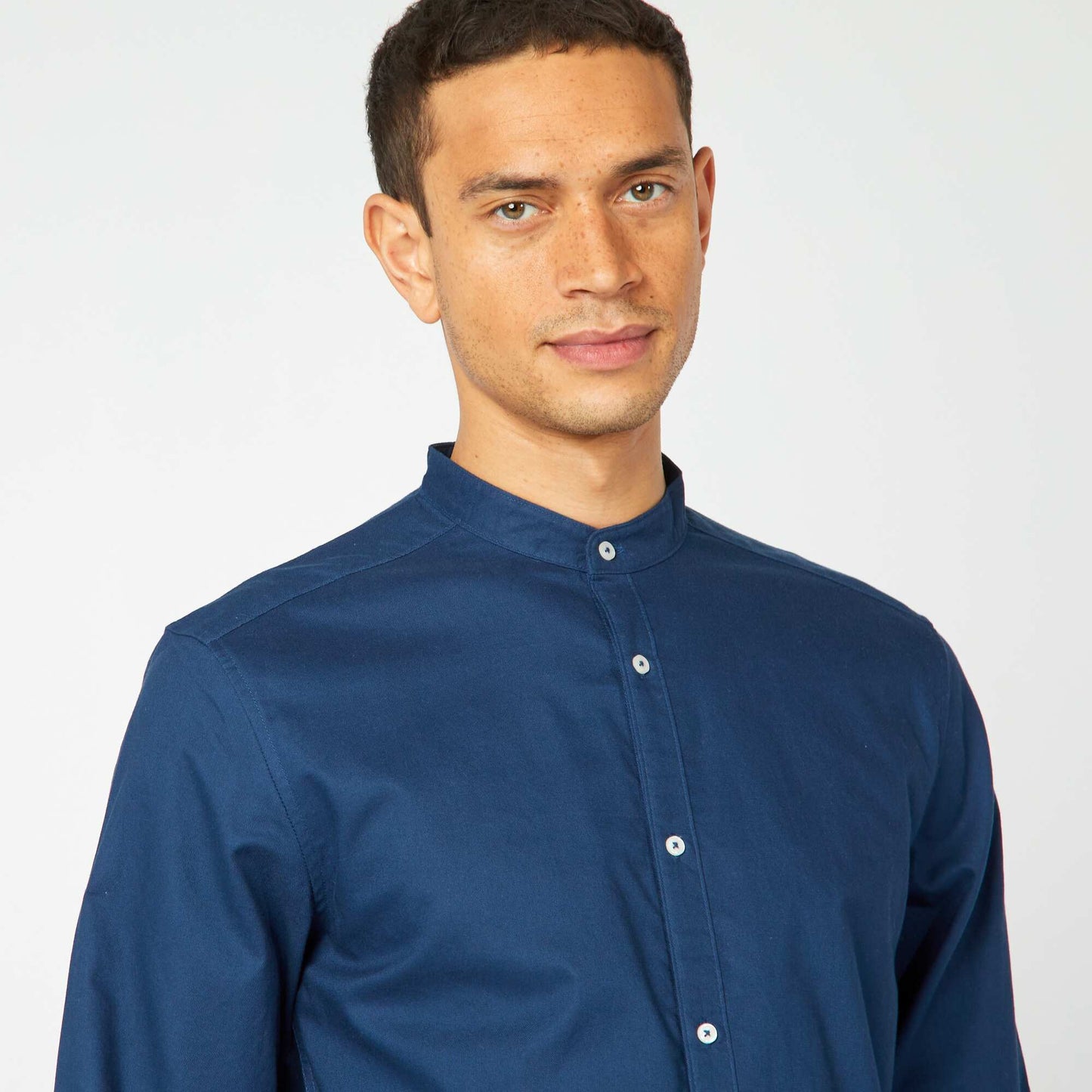 Camisa oxford con cuello mao AZUL