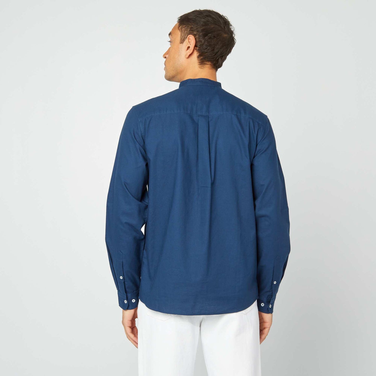 Camisa oxford con cuello mao AZUL