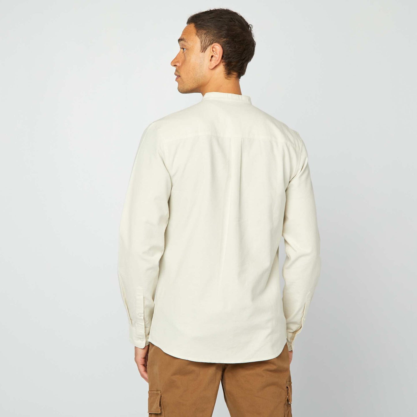 Camisa oxford con cuello mao GRIS