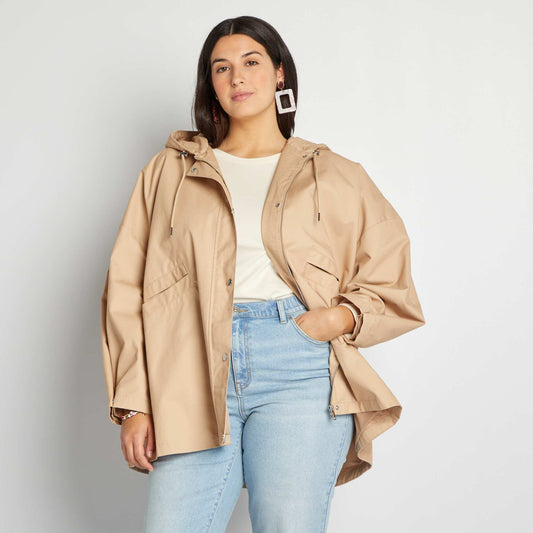 Chaqueta con capucha corte trapecio BEIGE