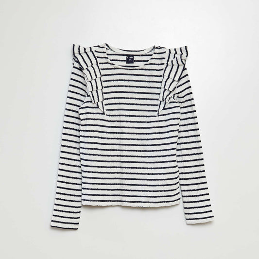 Camisa de rayas con detalles de volantes AZUL