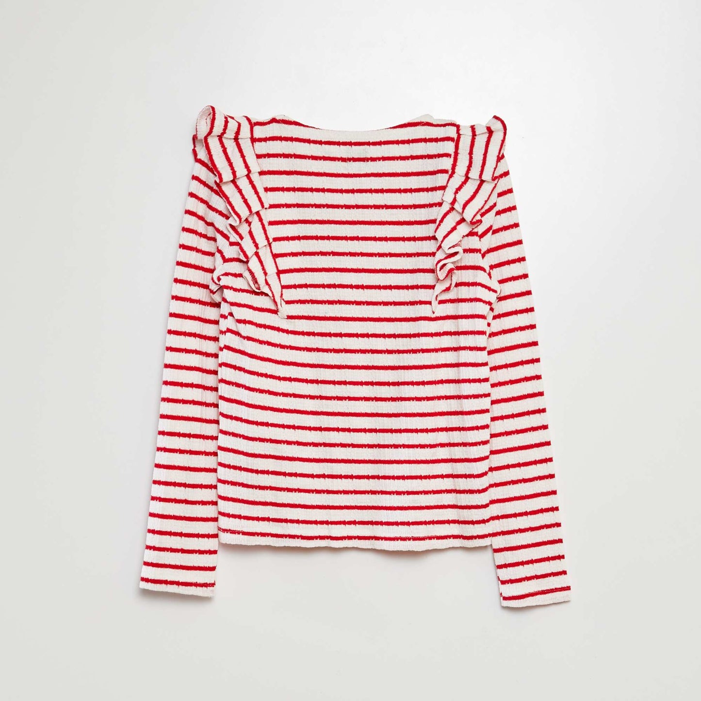 Camisa de rayas con detalles de volantes ROJO