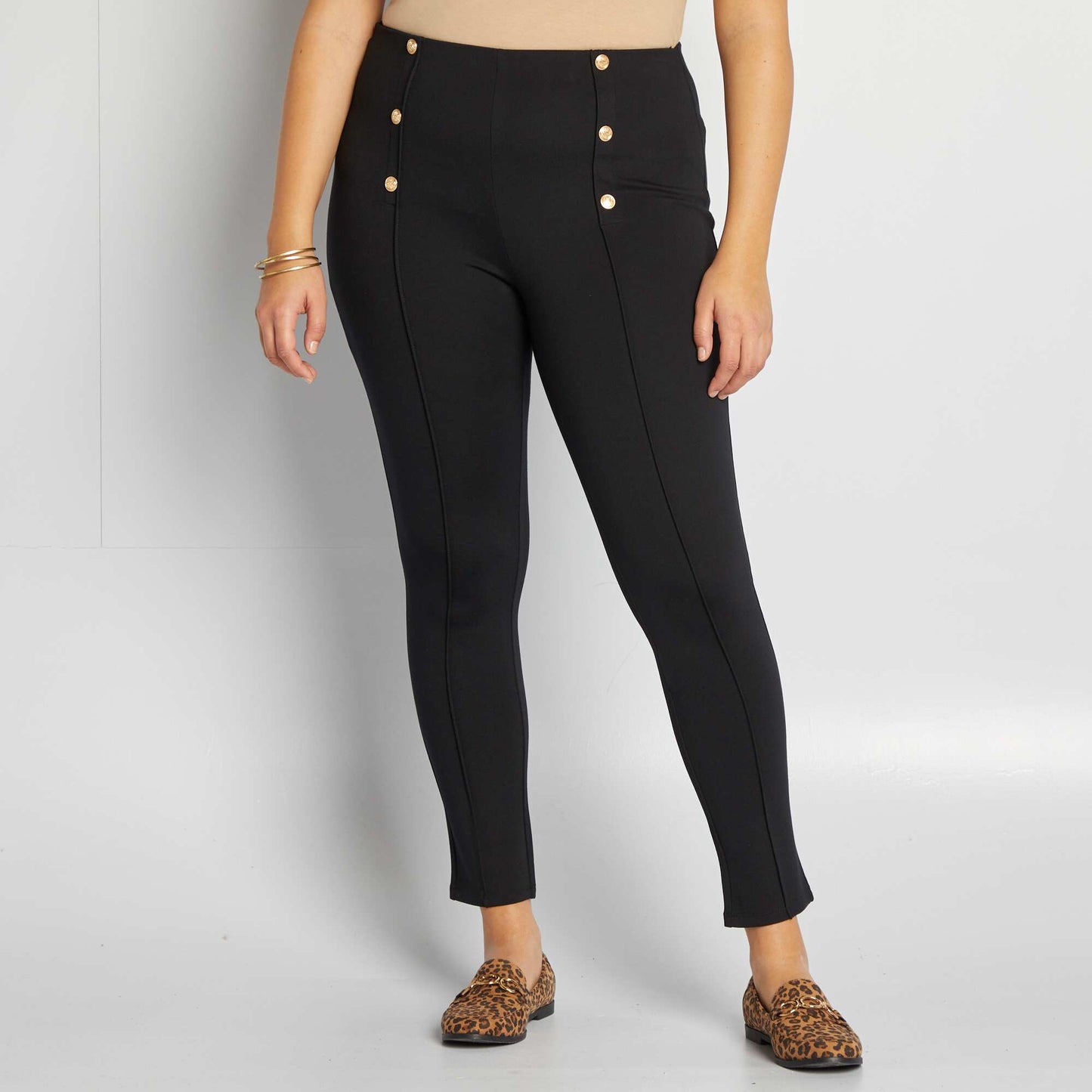 Legging largo con botones de fantasía NEGRO