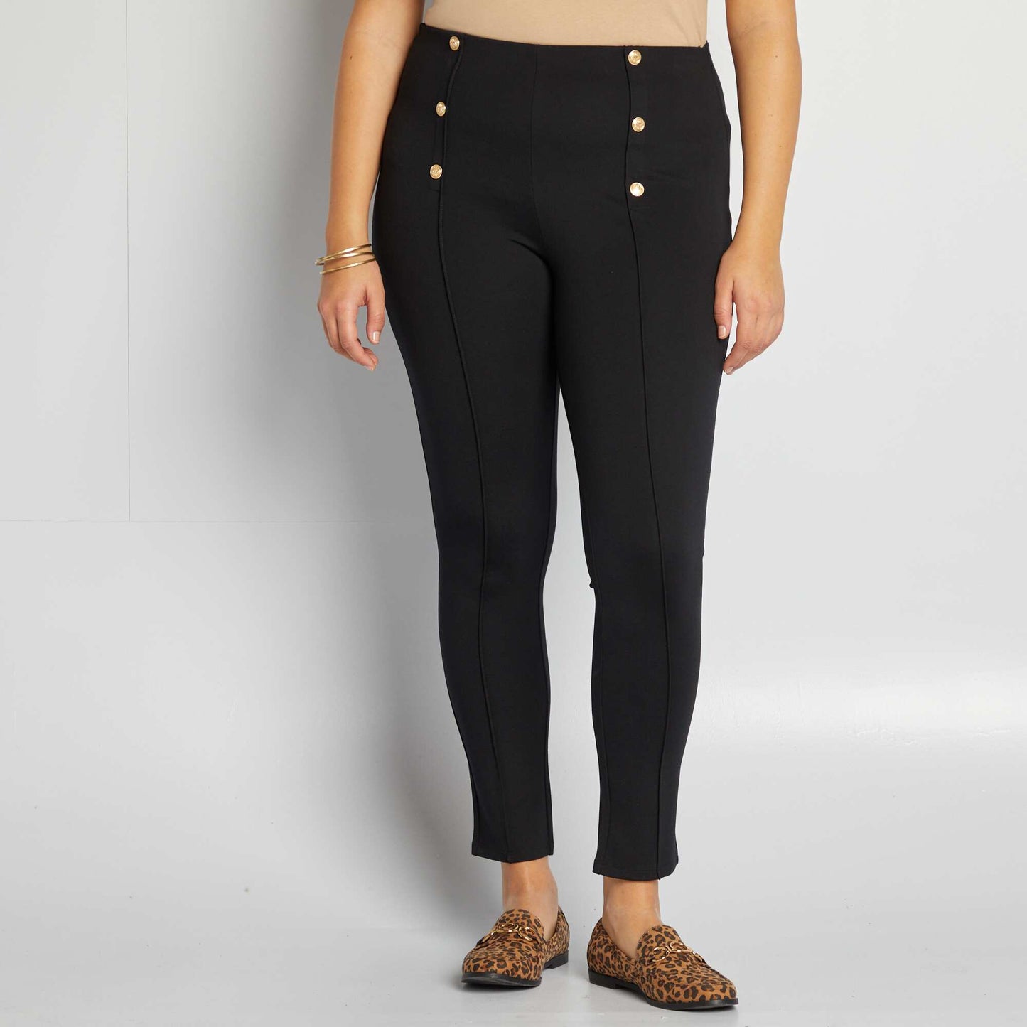 Legging largo con botones de fantasía NEGRO