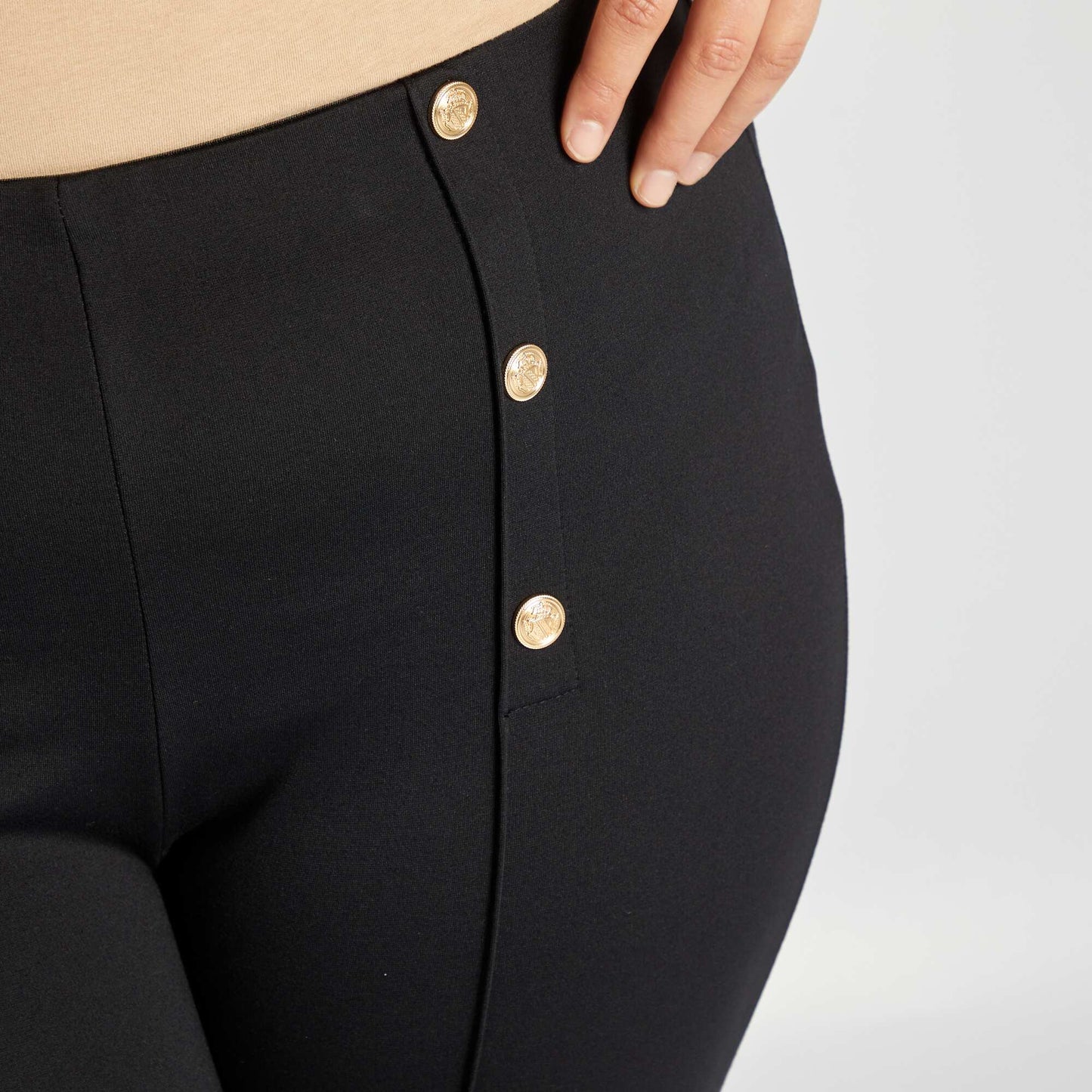 Legging largo con botones de fantasía NEGRO
