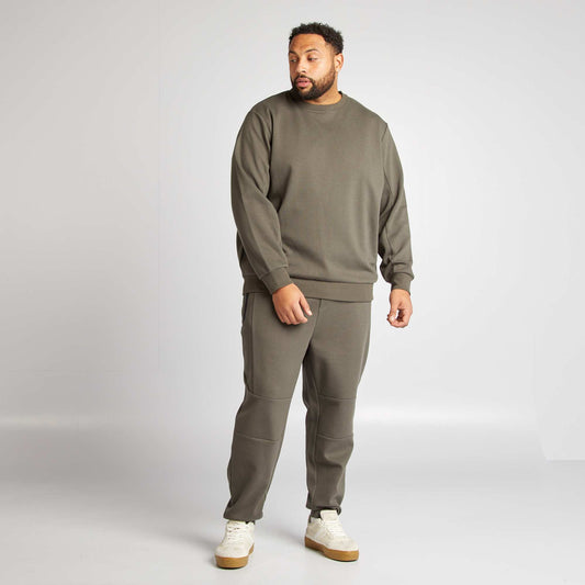 Pantalón de chándal de punto de piqué con bolsillos con cremallera KAKI