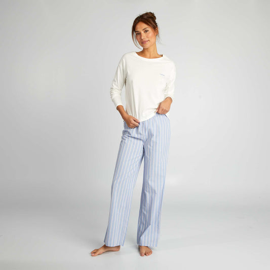 Conjunto de pijama con camiseta + pantalón - 2 piezas BLANCO