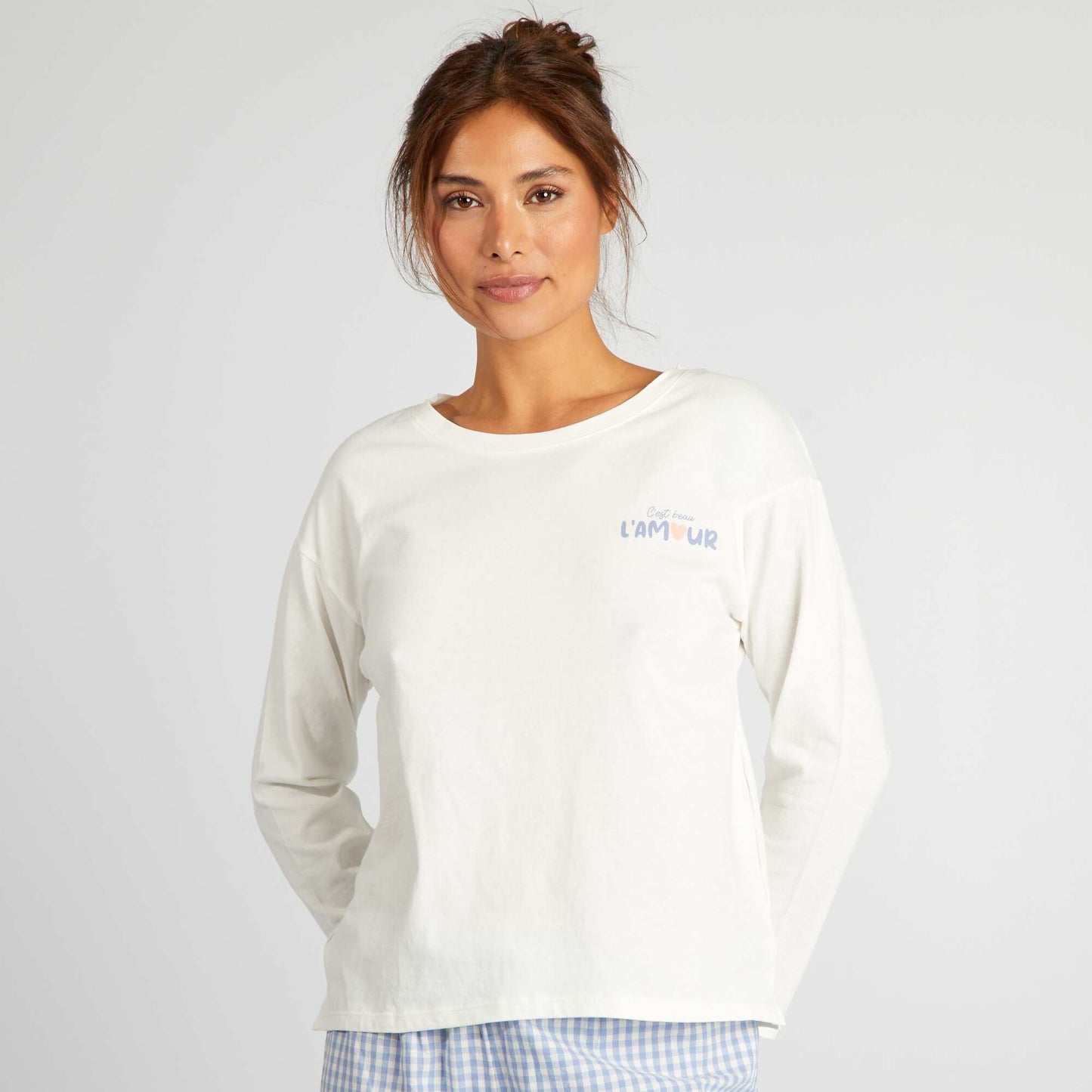 Conjunto de pijama con camiseta + pantalón - 2 piezas BLANCO