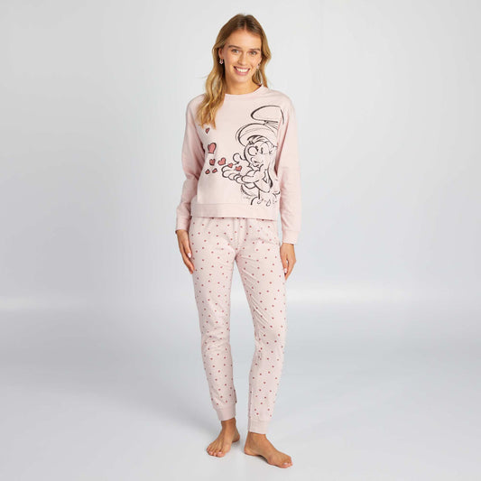 Pijama largo de 2 piezas 'Pitufos' ROSA