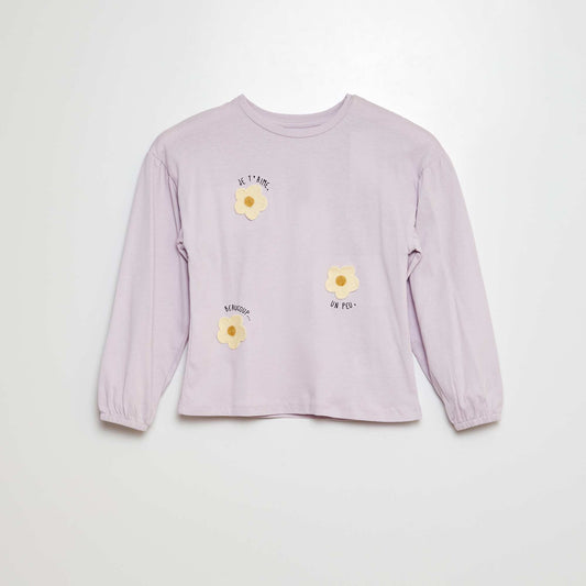 Camiseta con bordado y frunces en las sisas PURPURA