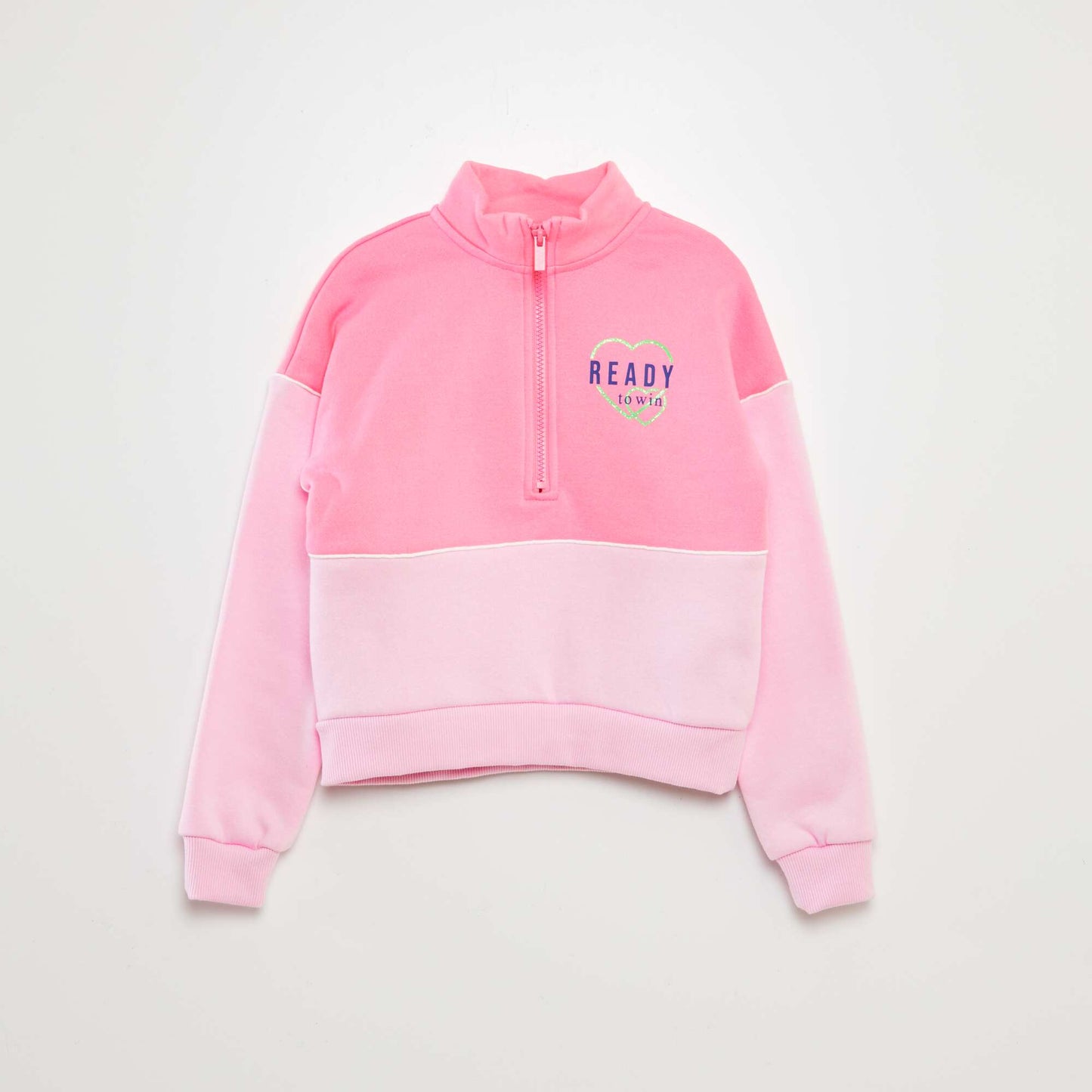 Buzo colorblock con cremallera en el cuello ROSA