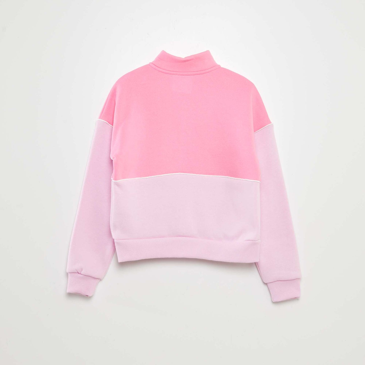 Buzo colorblock con cremallera en el cuello ROSA