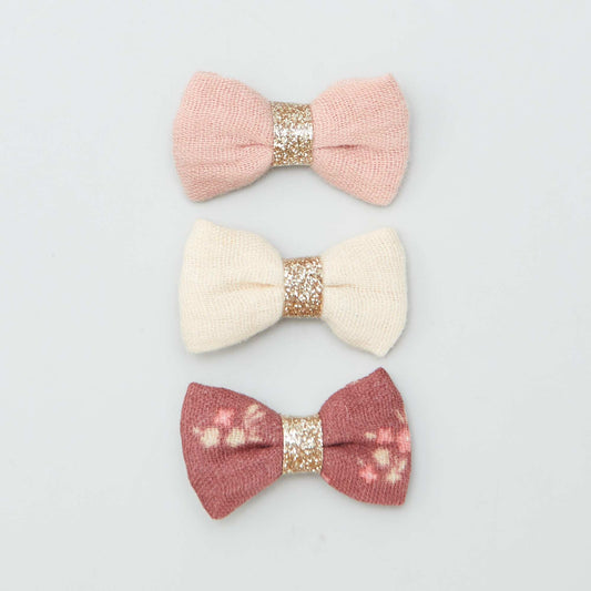 Pack de 3 pinzas con lazo ROSA