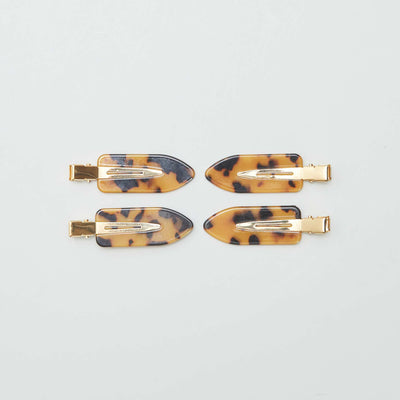 Pinzas planas leopardo - Pack de 4 MARRON