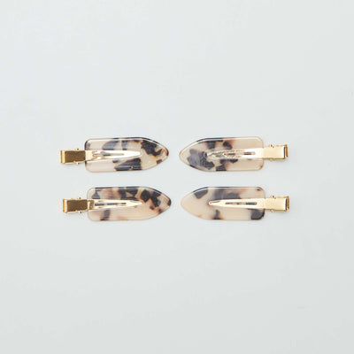 Pinzas planas leopardo - Pack de 4 BEIGE