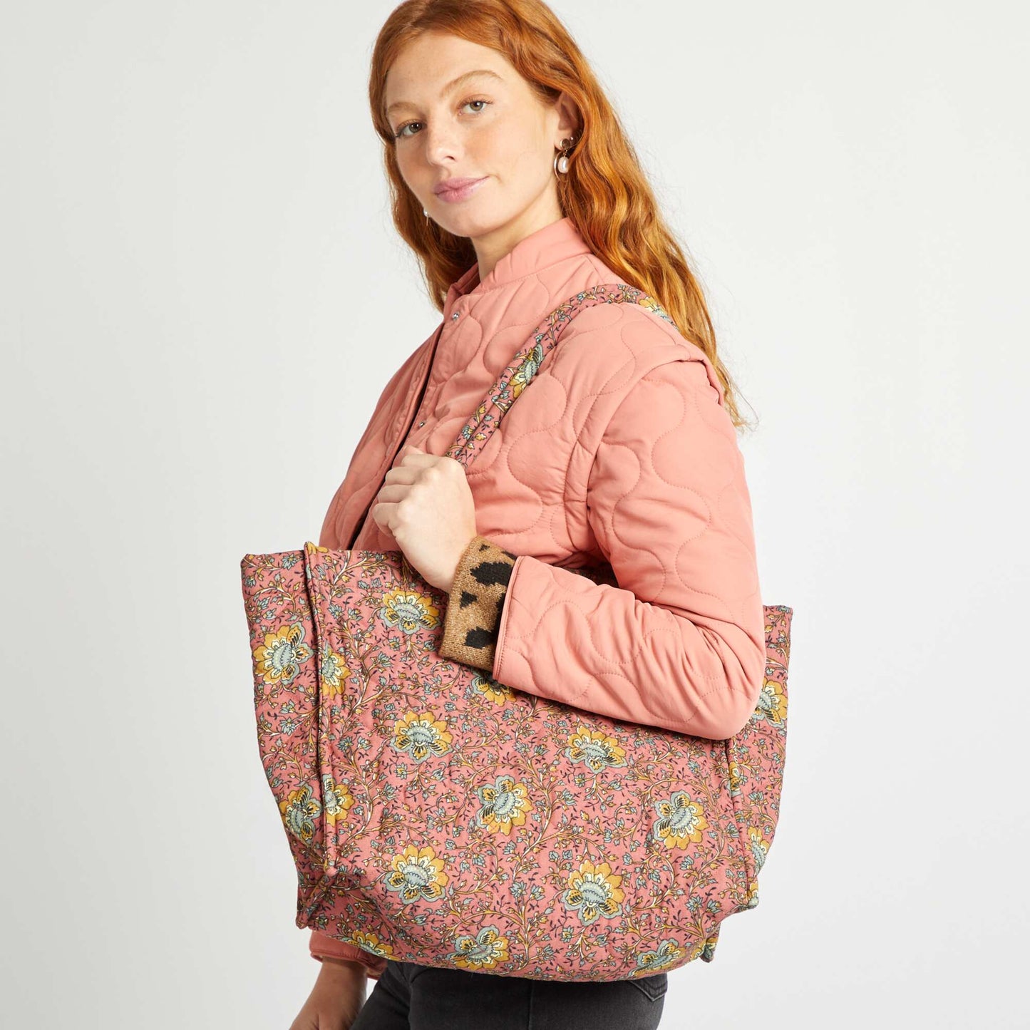 Bolso shopper acolchado estampado ROSA