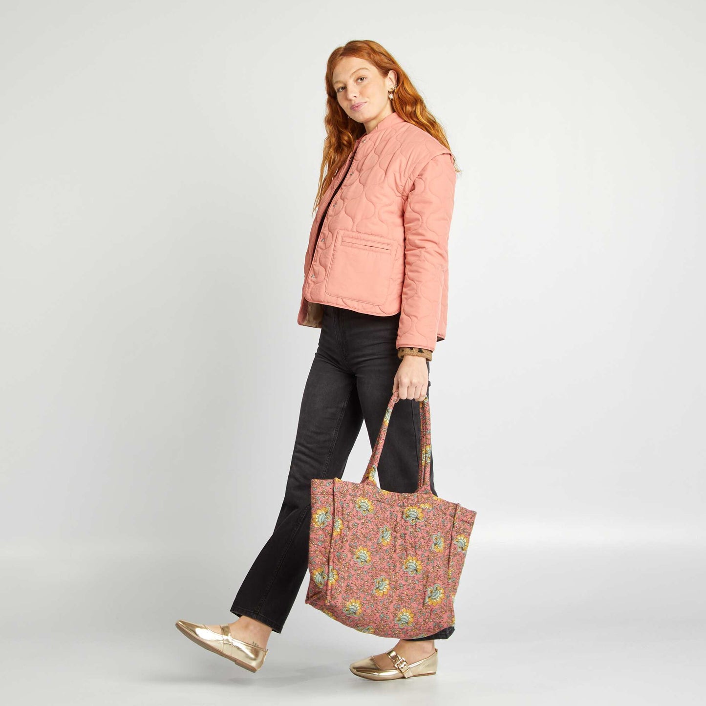 Bolso shopper acolchado estampado ROSA