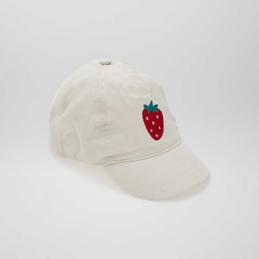 Gorra con bordado 'fresa' BLANCO