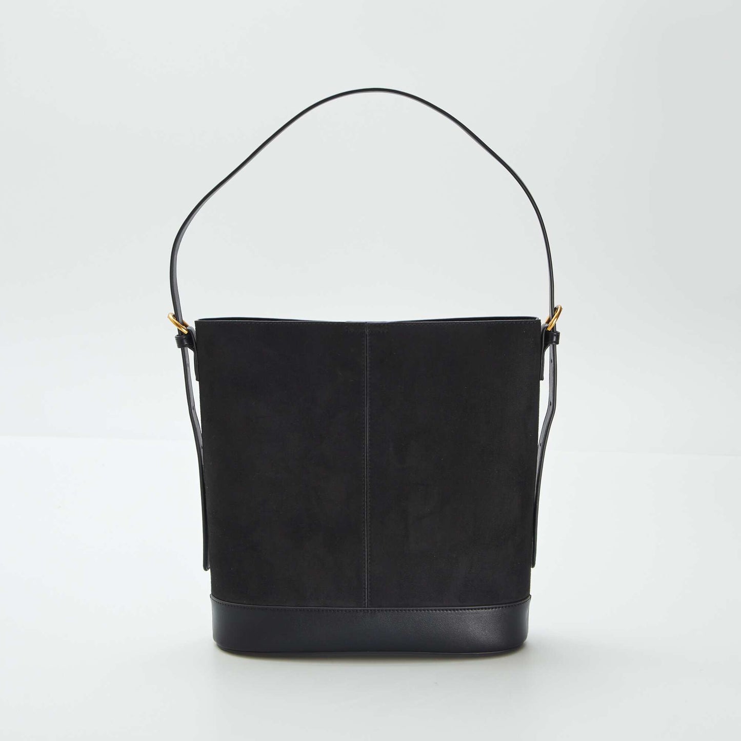 Bolso bombonera de dos materiales NEGRO
