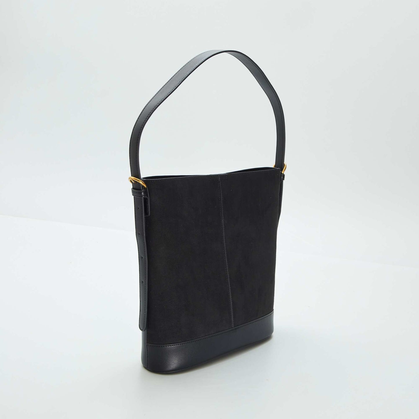 Bolso bombonera de dos materiales NEGRO