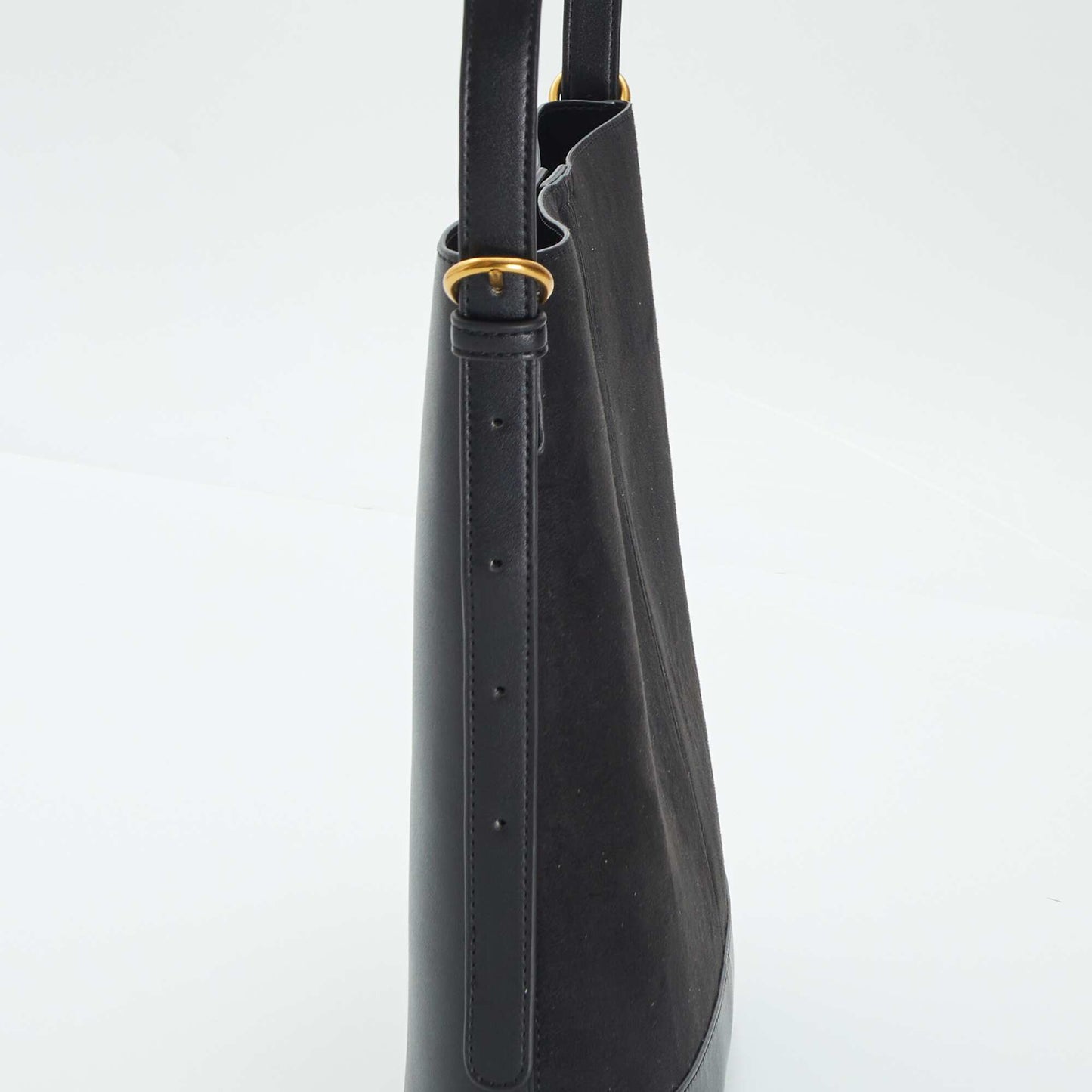 Bolso bombonera de dos materiales NEGRO