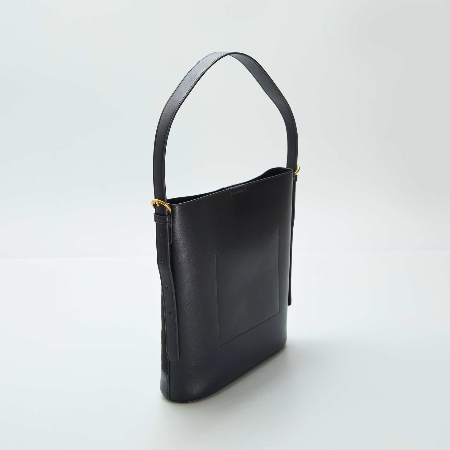 Bolso bombonera de dos materiales NEGRO