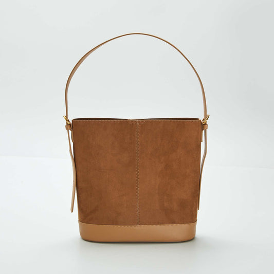 Bolso bombonera de dos materiales MARRON