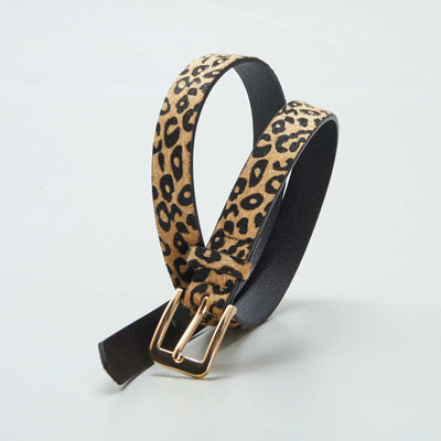 Cinturón fino estampado leopardo MARRON