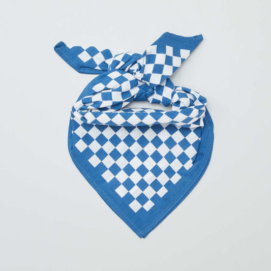 Pañuelo estampado de 'damero' AZUL
