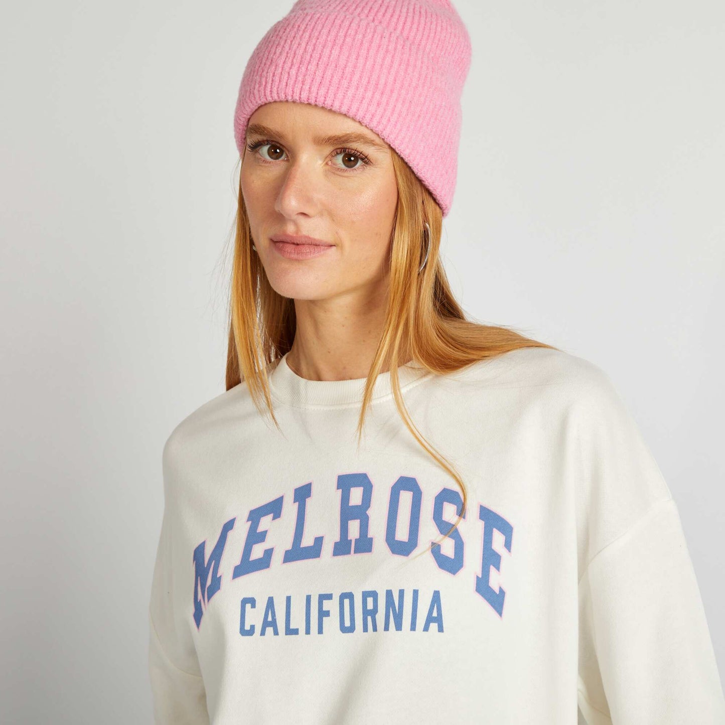 Buzo estampada con cuello redondo BLANCO