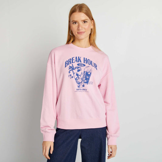 Buzo estampada con cuello redondo ROSA