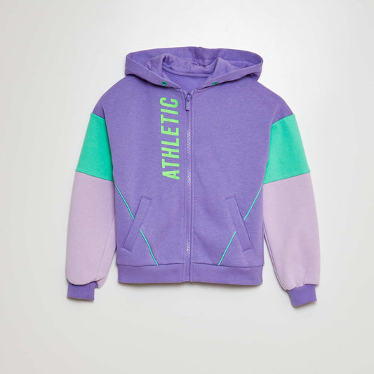 Buzo de chándal deportiva con cremallera y capucha PURPURA