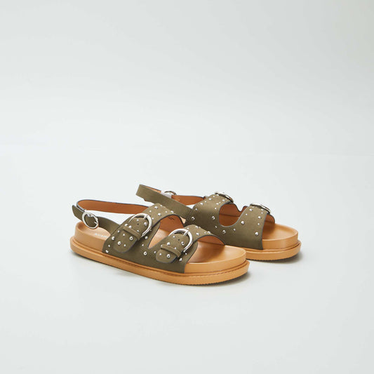 Sandalias con tiras de tachuelas VERDE