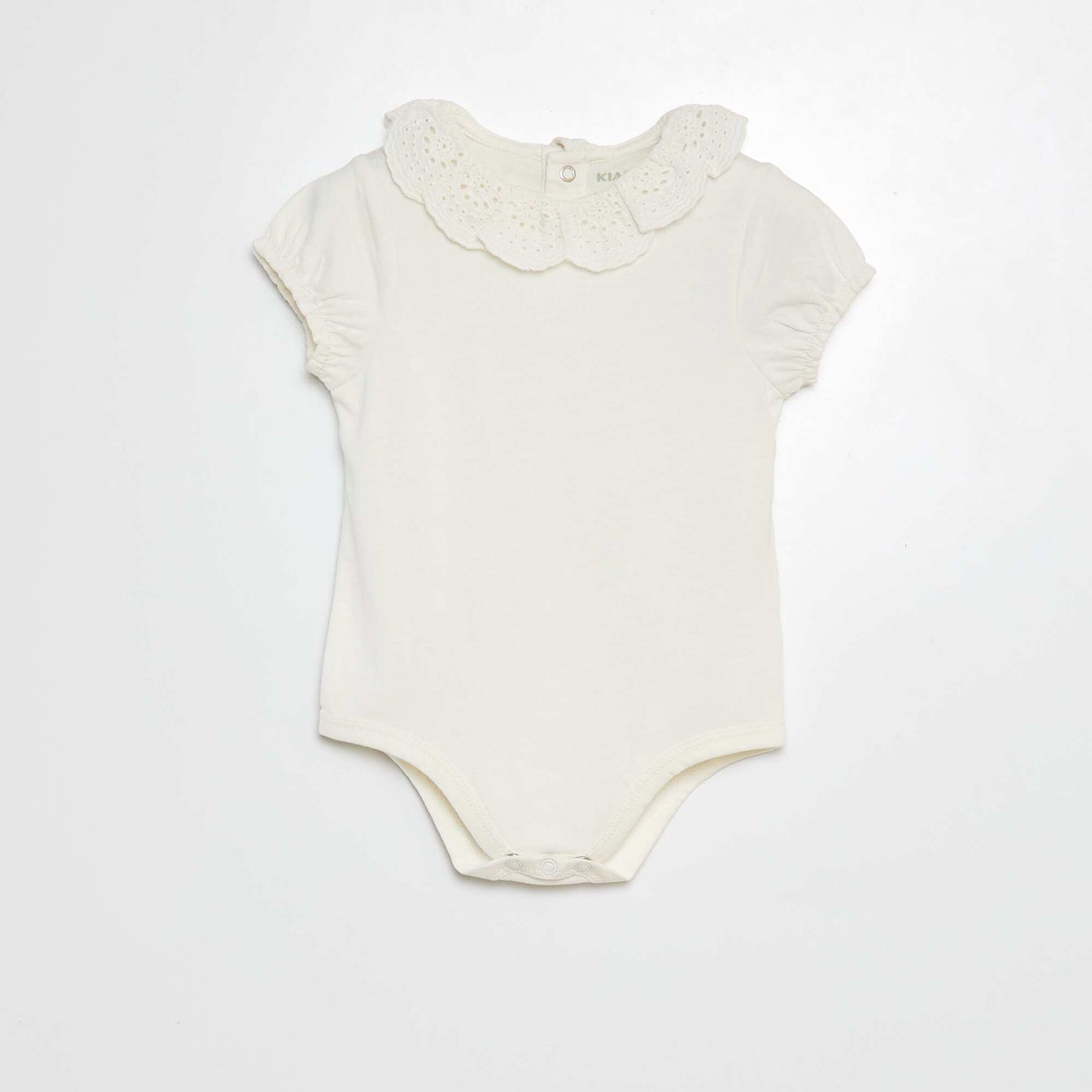 Body con cuello con bordado inglés BLANCO