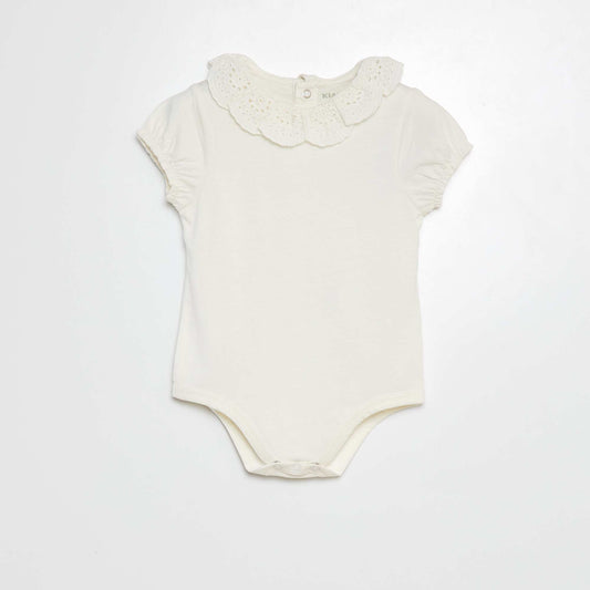 Body con cuello con bordado inglés BLANCO