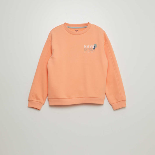 Buzo estampada con cuello redondo y ancho NARANJA