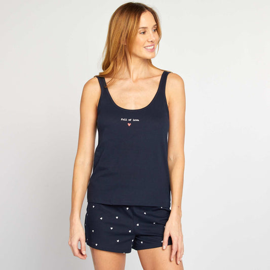 Conjunto de pijama con camiseta de tirantes + short estampado - 2 piezas AZUL