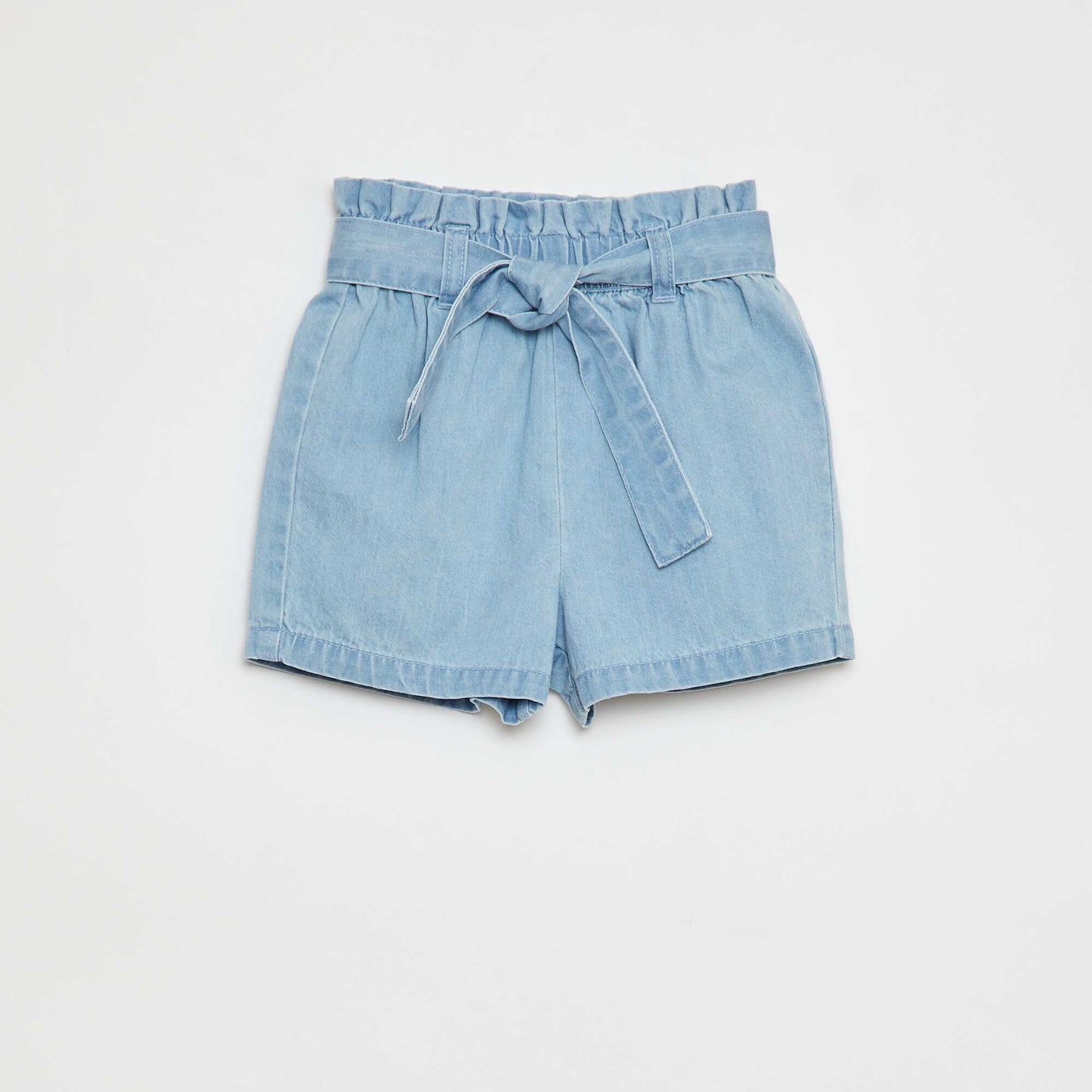 Pantalón corto de algodón efecto denim AZUL