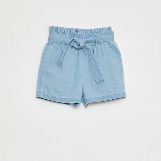 Pantalón corto de algodón efecto denim AZUL
