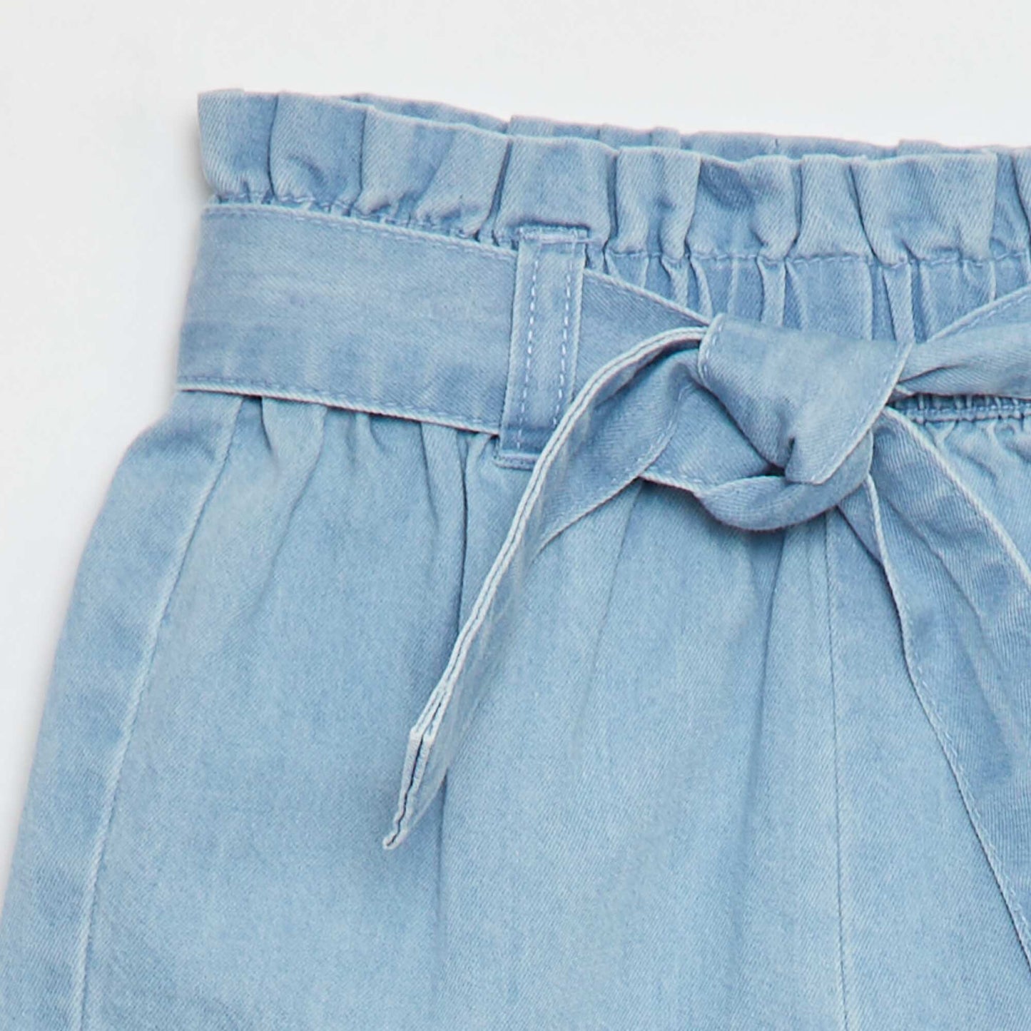 Pantalón corto de algodón efecto denim AZUL