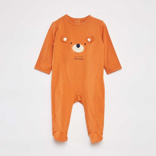 Pijama con pies estampado NARANJA